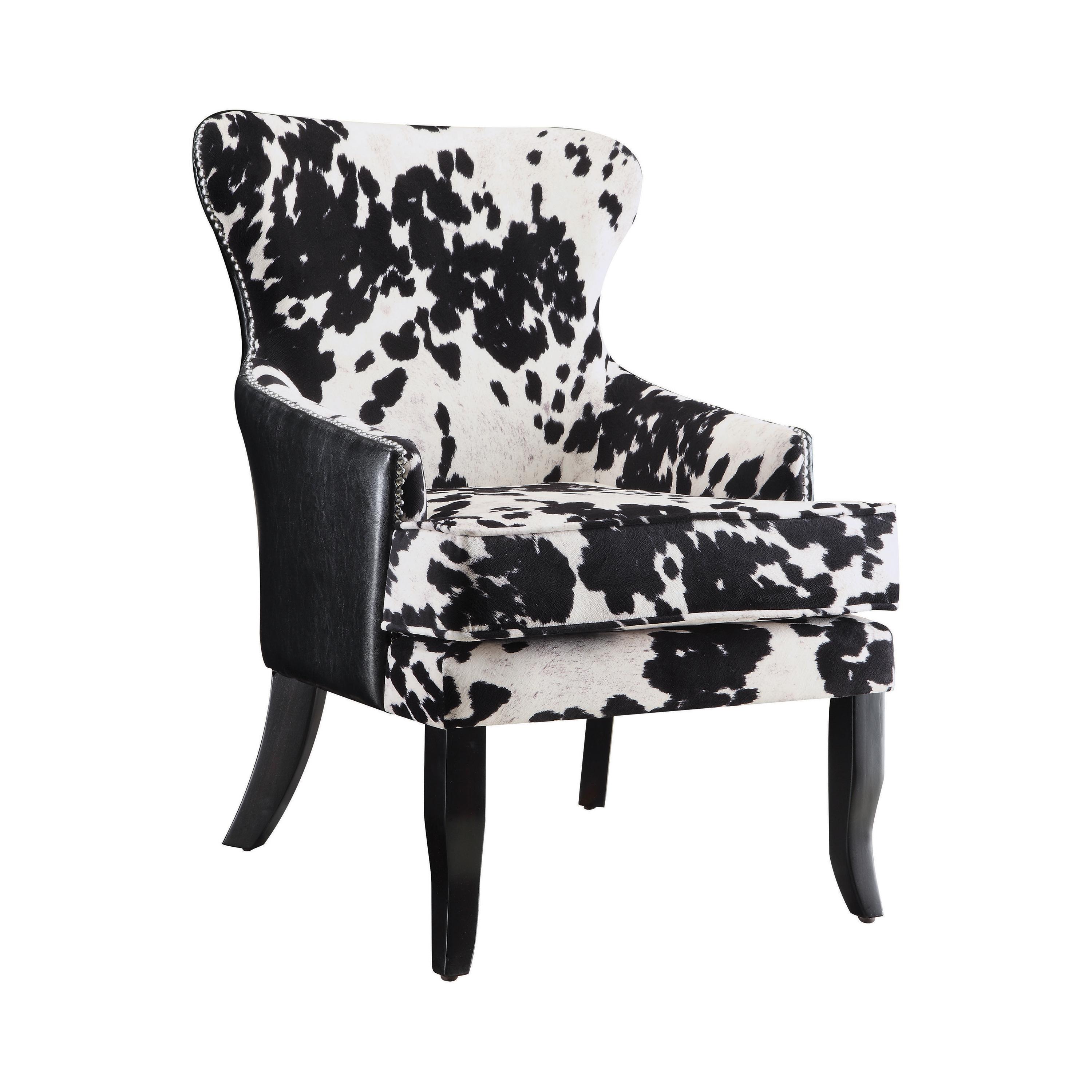 Contemporary Accent Chair 902169 902169 in White, Black Microfiber