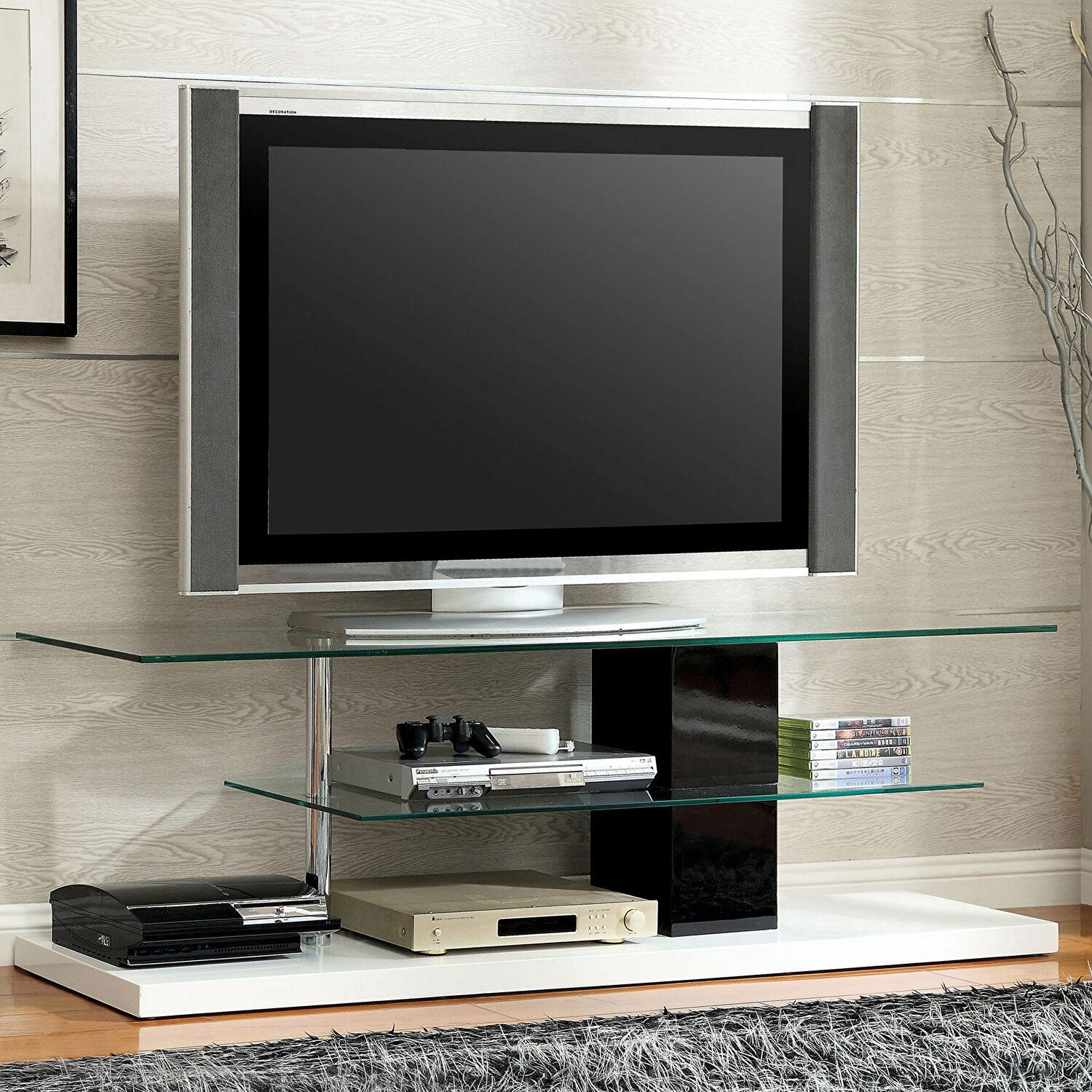 

    
Contemporary Black & White Tempered Glass TV Console Furniture of America CM5811-TV Neapoli
