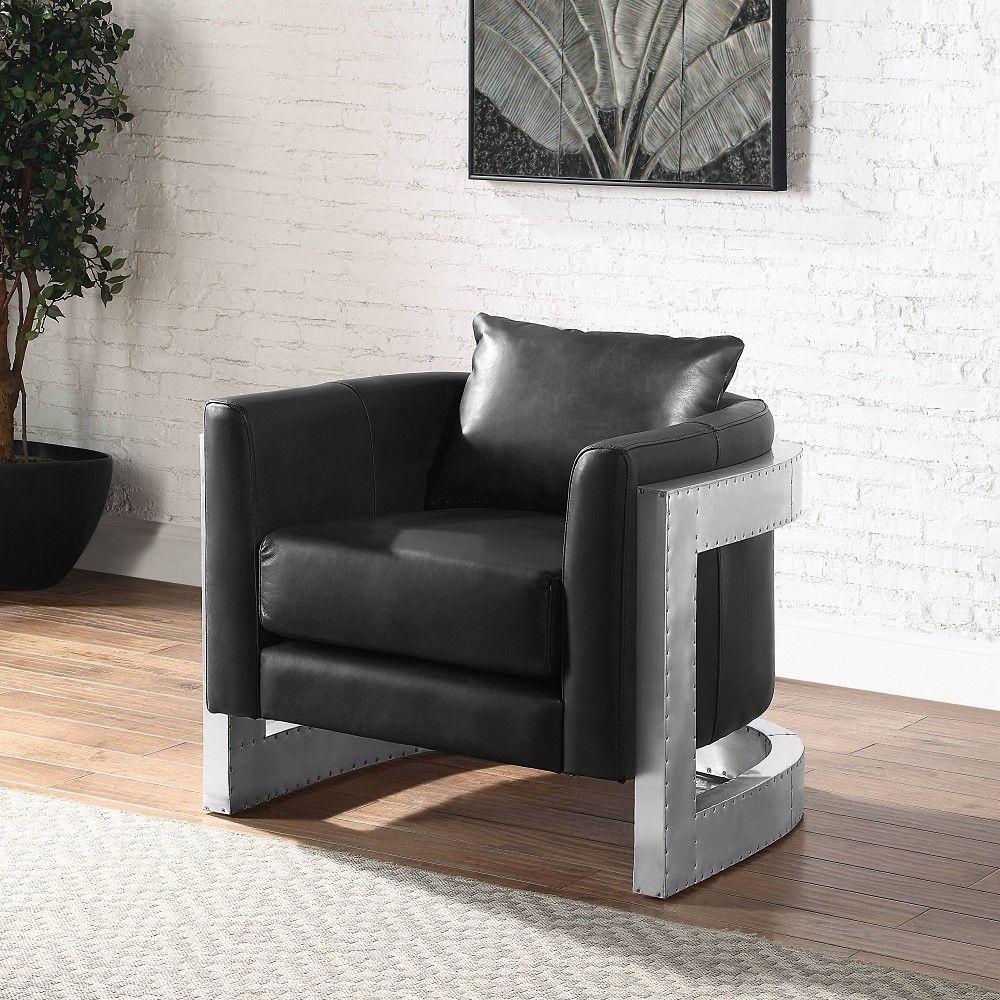 Contemporary Accent Chair Betla Accent Chair AC01986-C AC01986-C in Black Top grain leather