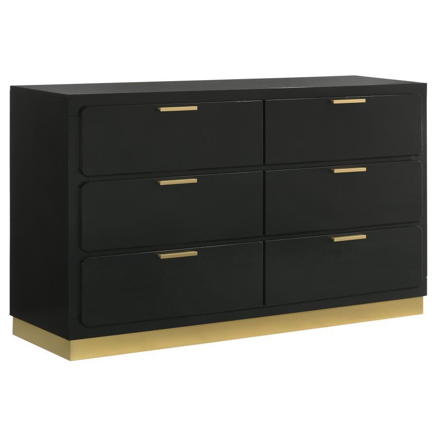 Contemporary, Modern Dresser With Mirror Caraway Dresser With Mirror 2PCS 224783-D-2PCS 224783-D-2PCS in Gold, Black 