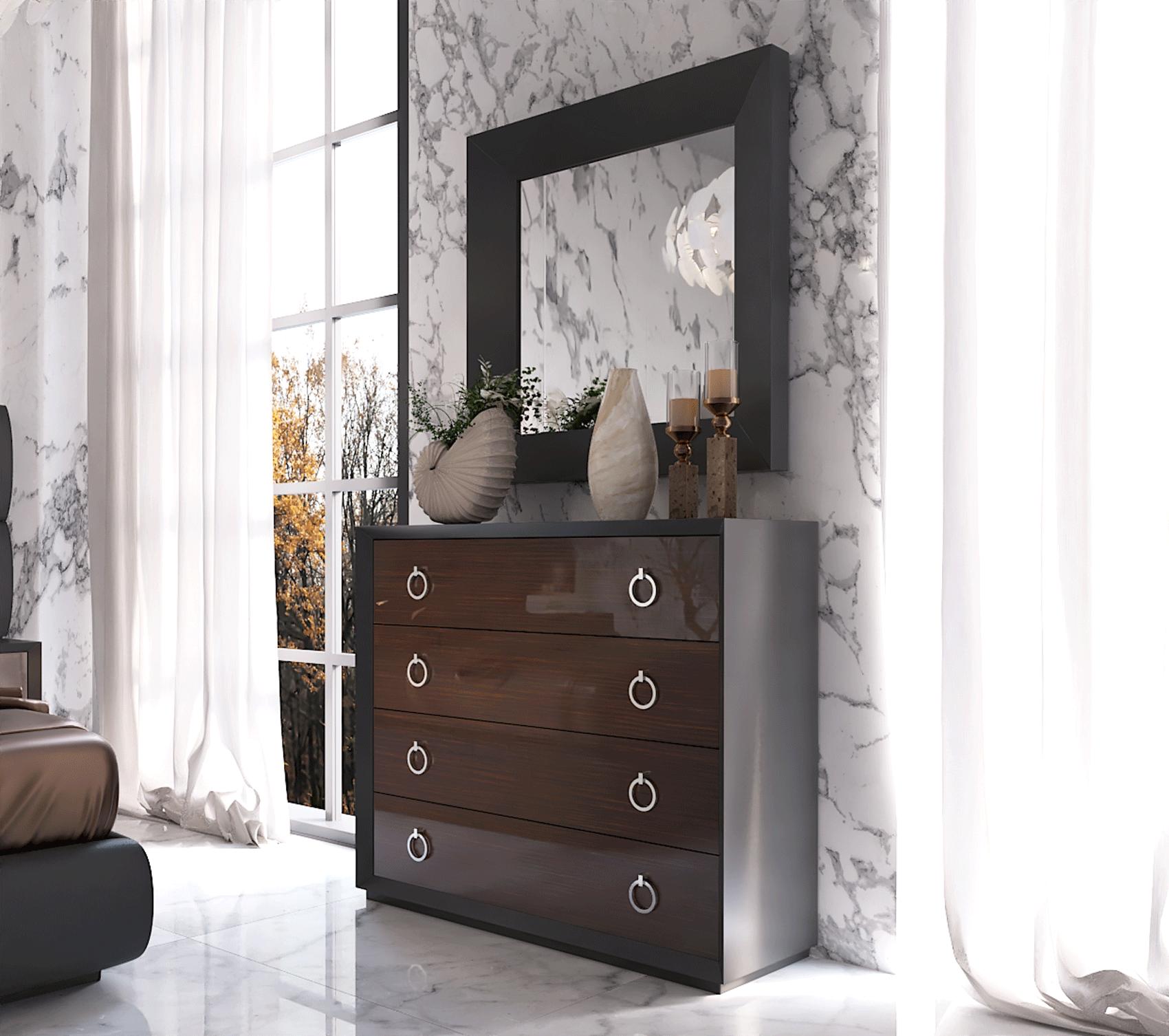 ESF Emporio Dresser With Mirror EmporioBlackSingleDresser-D-2PCS Dresser With Mirror