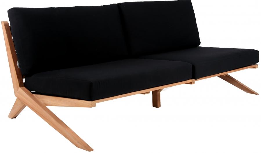 

    
Contemporary Black Wood Fabric Patio Sofa Meridian Furniture Tahiti 351Black-S
