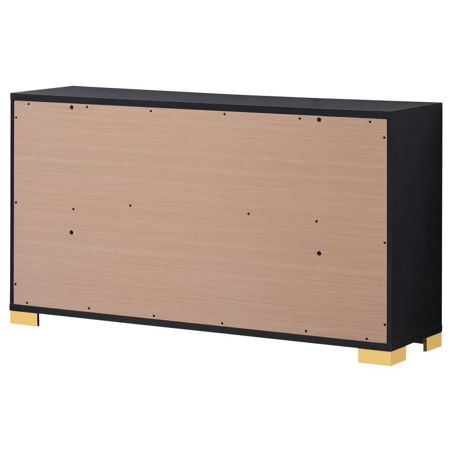 

    
 Order  Contemporary Black Wood Full Panel Bedroom Set 6PCS Coaster Marceline 222831F
