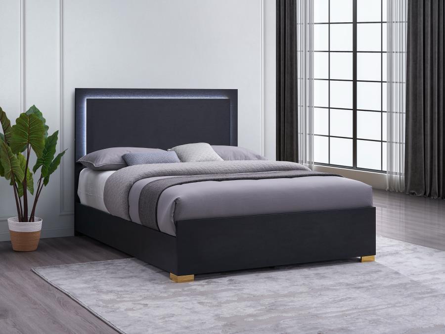 

    
Contemporary Black Wood King Panel Bed Coaster Marceline 222831KE
