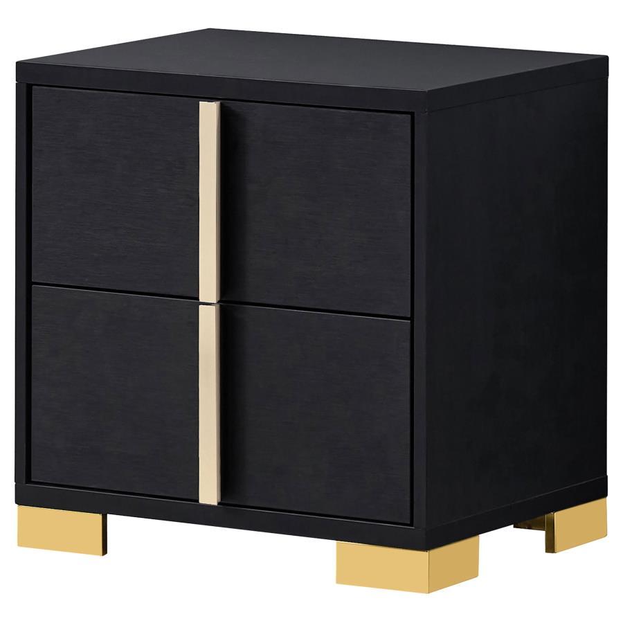 

    
Contemporary Black Wood King Panel Bedroom Set 3PCS Coaster Marceline 222831KE
