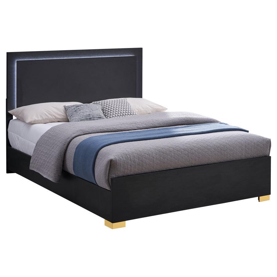 

    
Contemporary Black Wood King Panel Bedroom Set 3PCS Coaster Marceline 222831KE

