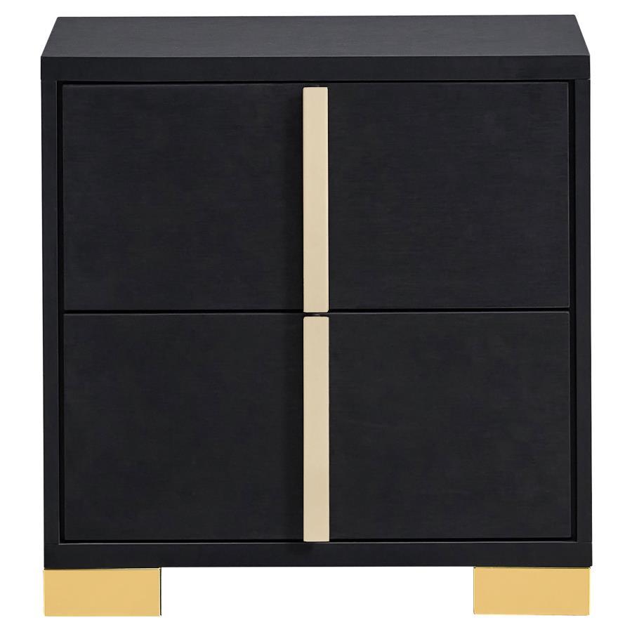 

    
 Shop  Contemporary Black Wood King Panel Bedroom Set 5PCS Coaster Marceline 222831KE
