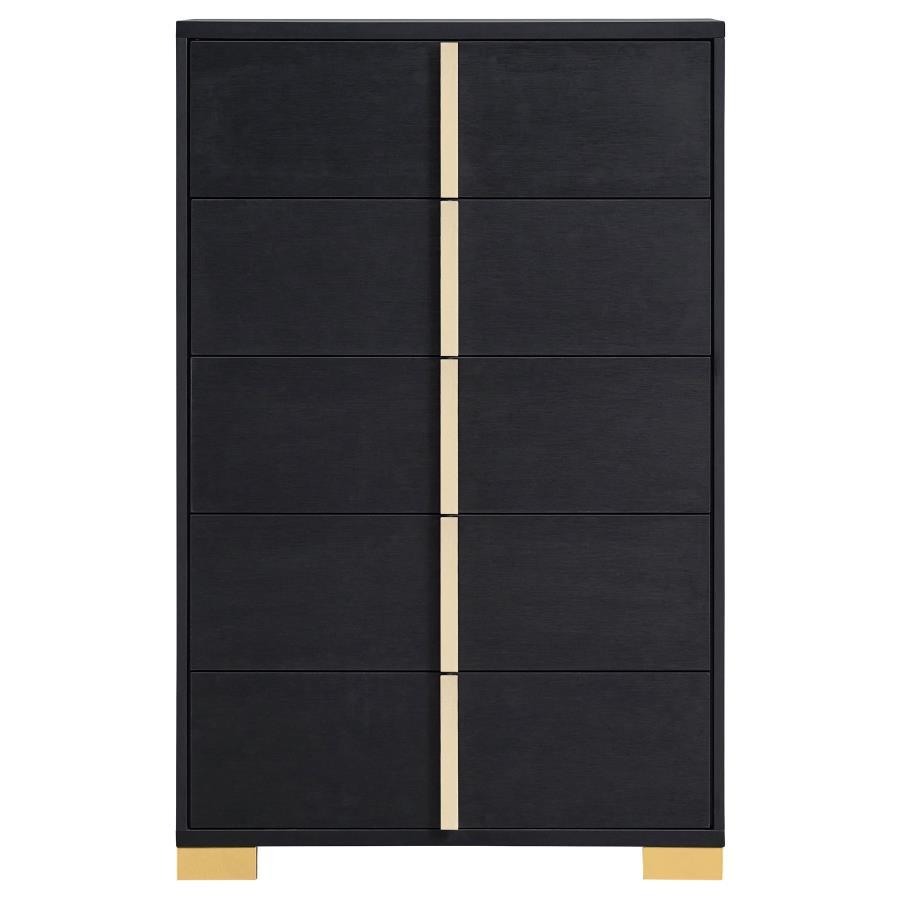 

    
 Shop  Contemporary Black Wood King Panel Bedroom Set 6PCS Coaster Marceline 222831KE
