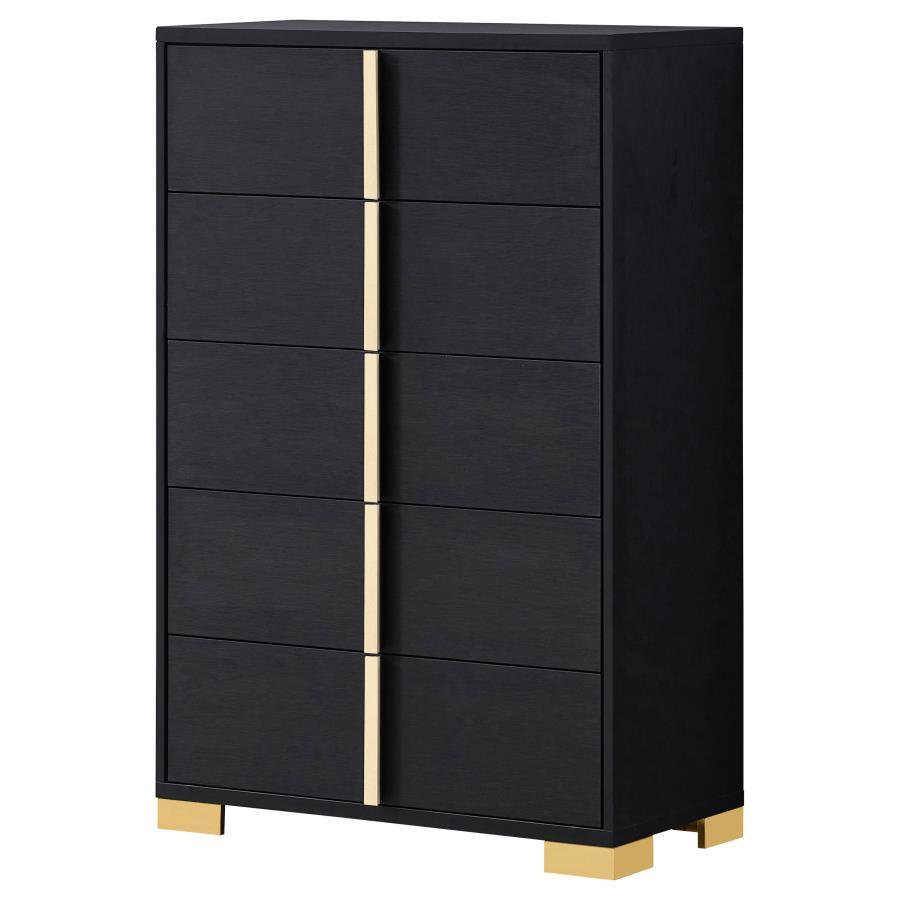 

    
 Photo  Contemporary Black Wood King Panel Bedroom Set 6PCS Coaster Marceline 222831KE
