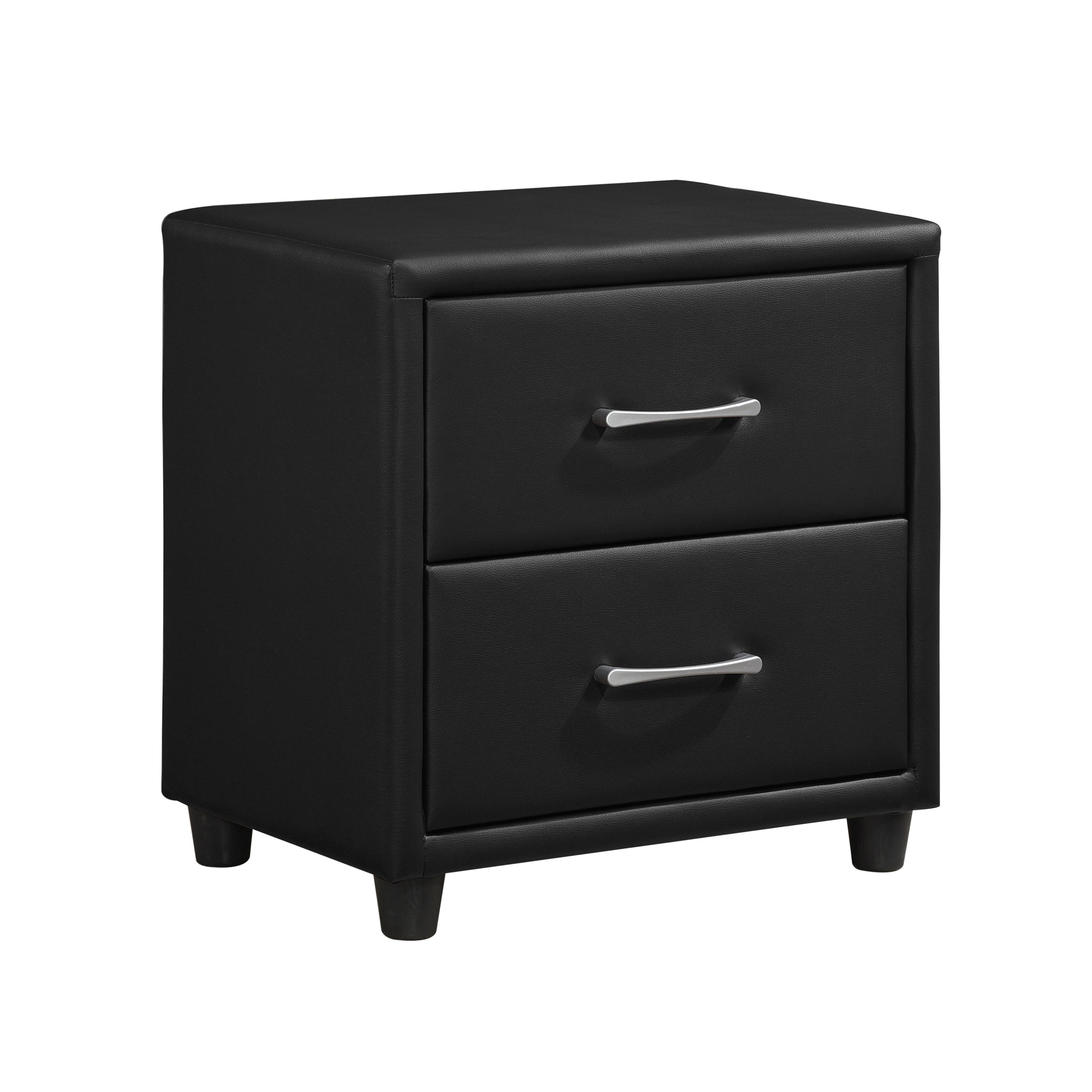 Contemporary Nightstand 2220-4 Lorenzi 2220-4 in Black Faux Leather
