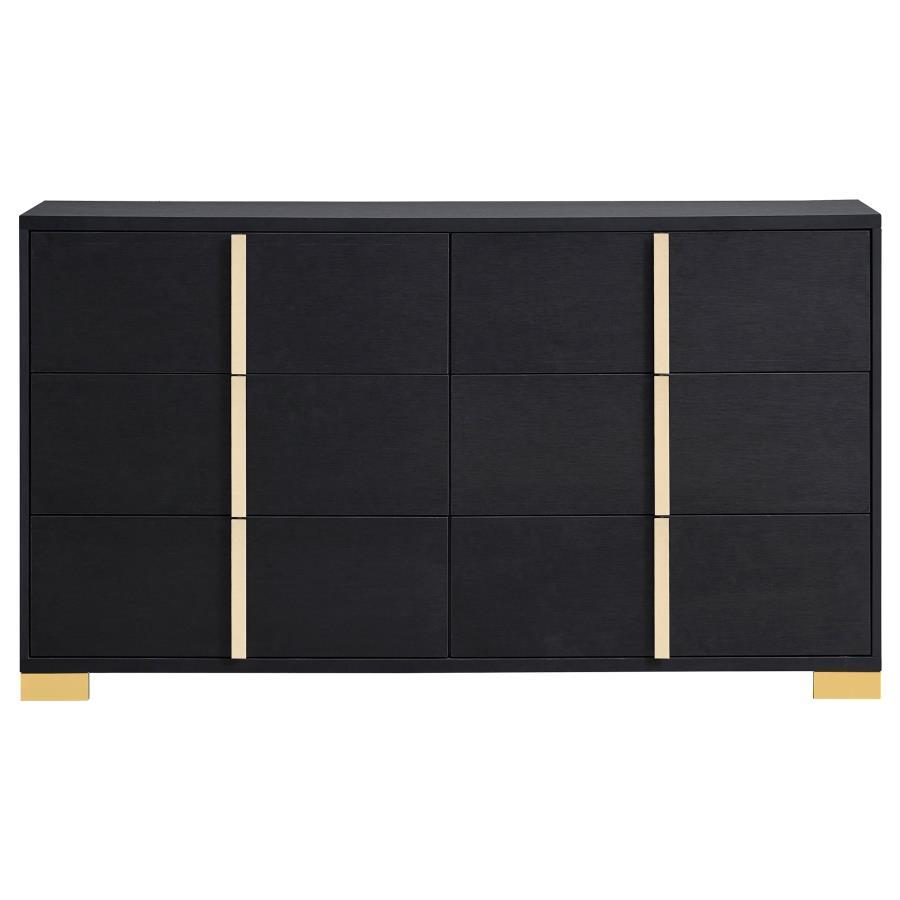 

        
Coaster Marceline Queen Panel Bedroom Set 5PCS 222831Q-5PCS Panel Bedroom Set Gold/Black  65152198982998
