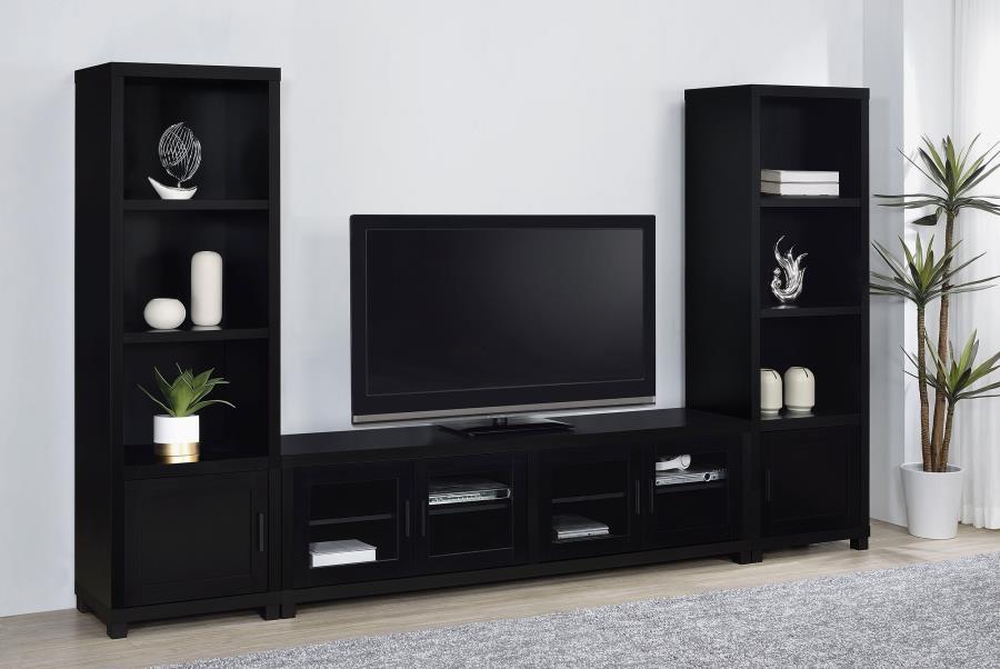 

    
Contemporary Black Wood TV Stand Set 3PCS Coaster Jupiter 736303-TV-3PCS

