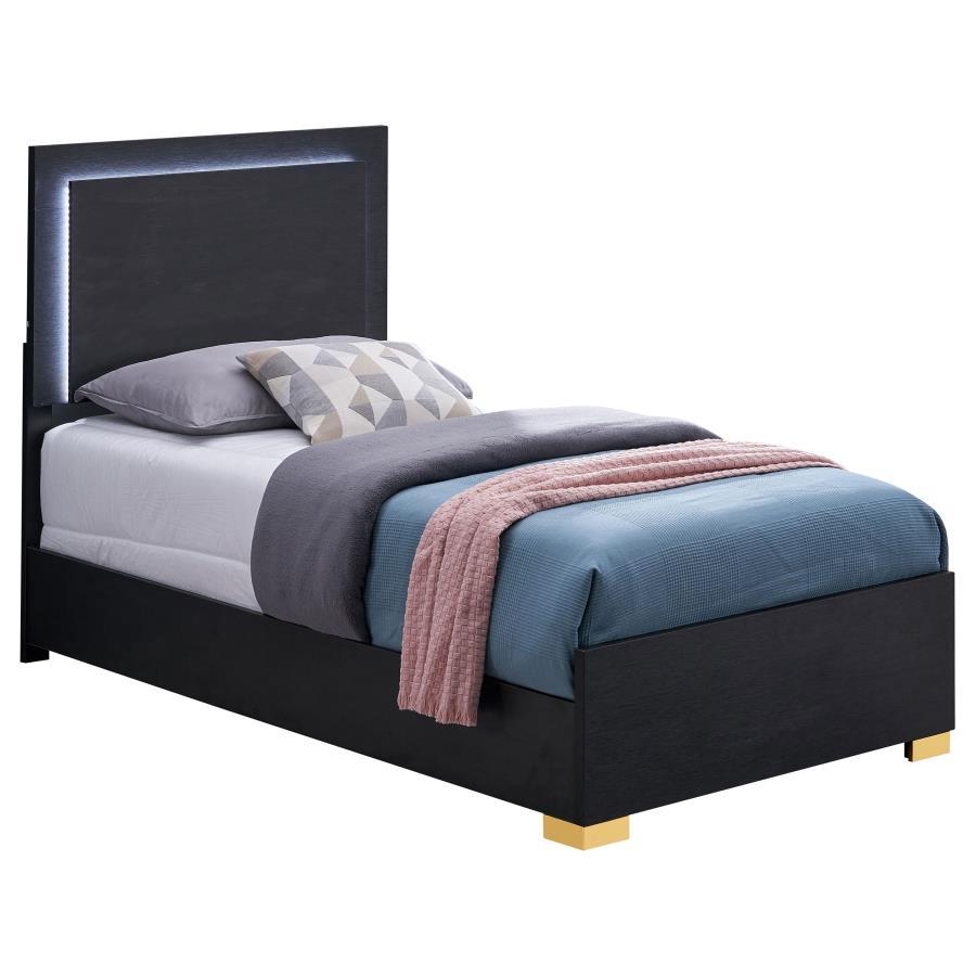 Contemporary, Modern Panel Bed Marceline Twin Panel Bed 222831T 222831T in Gold, Black 