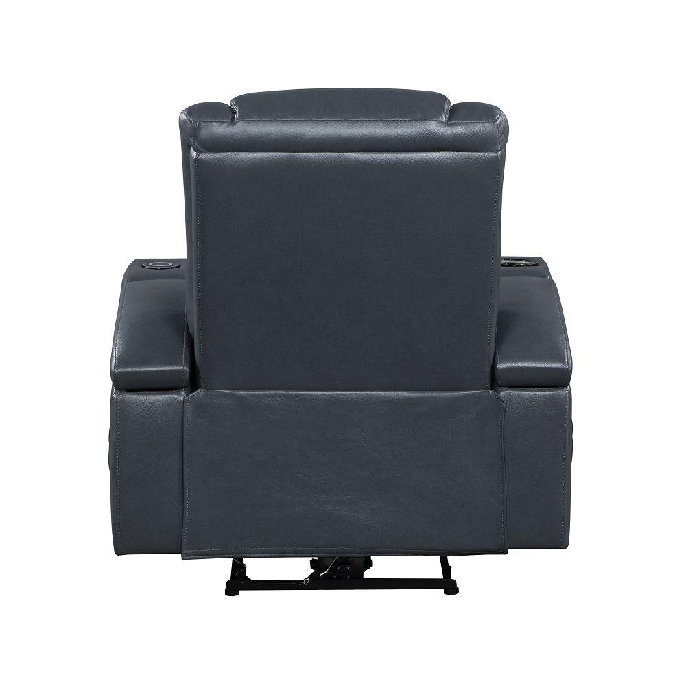 

    
LV02459 Contemporary Blue/Black Leather Power Motion Recliner Acme Alair LV02459
