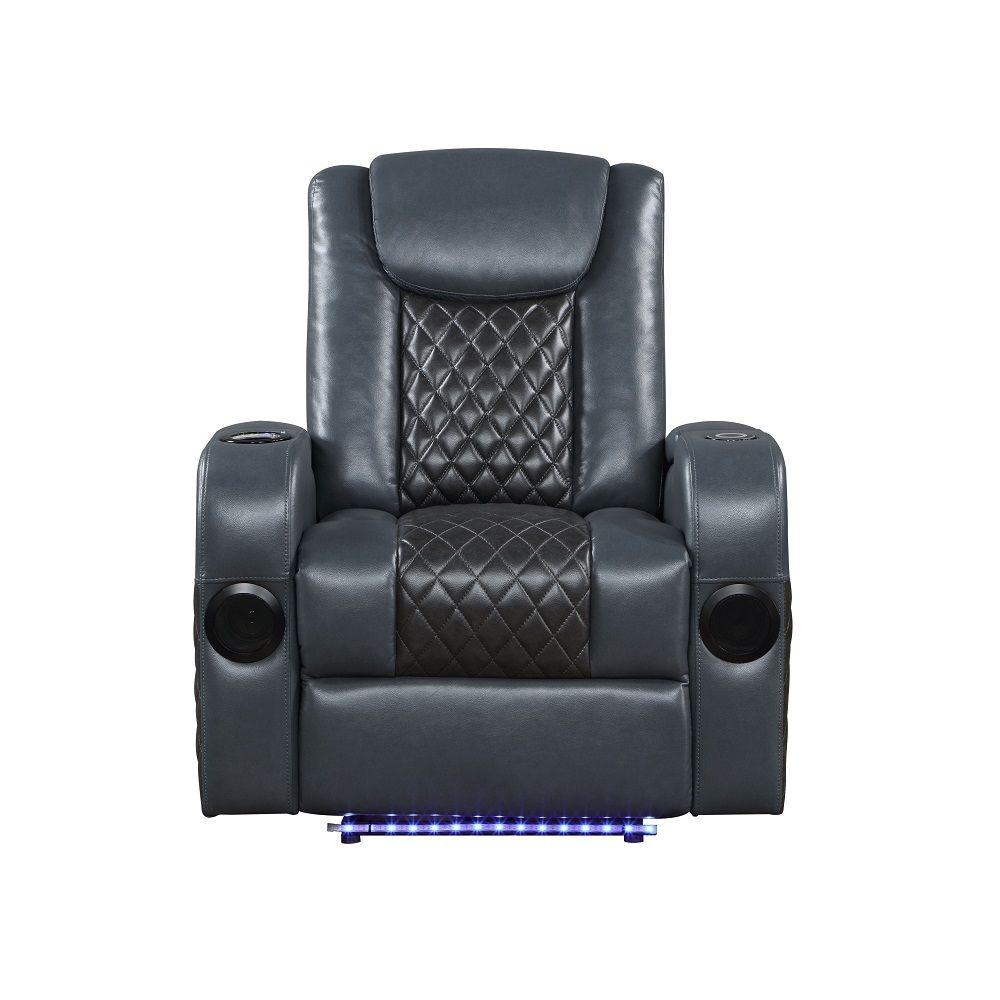 

                    
Buy Contemporary Blue/Black Leather Power Motion Recliner Acme Alair LV02459
