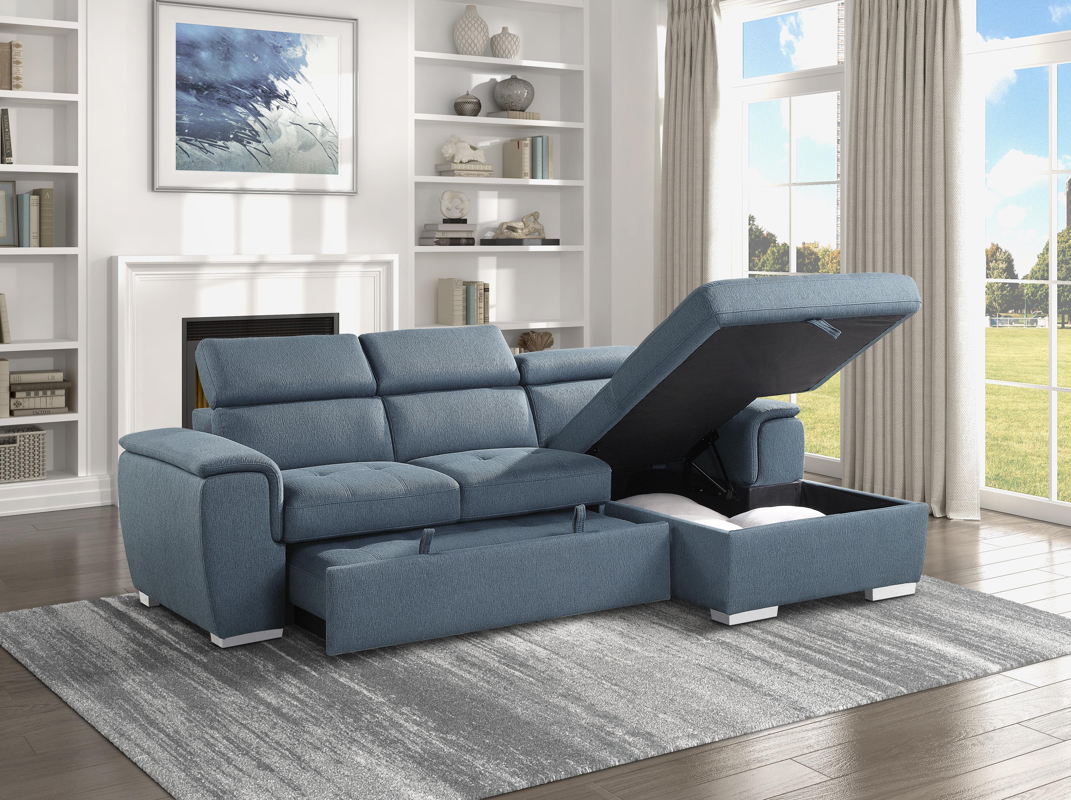 

                    
Buy Contemporary Blue Chenille 2-Piece Sectional Homelegance 9355BU*22LRC Berel
