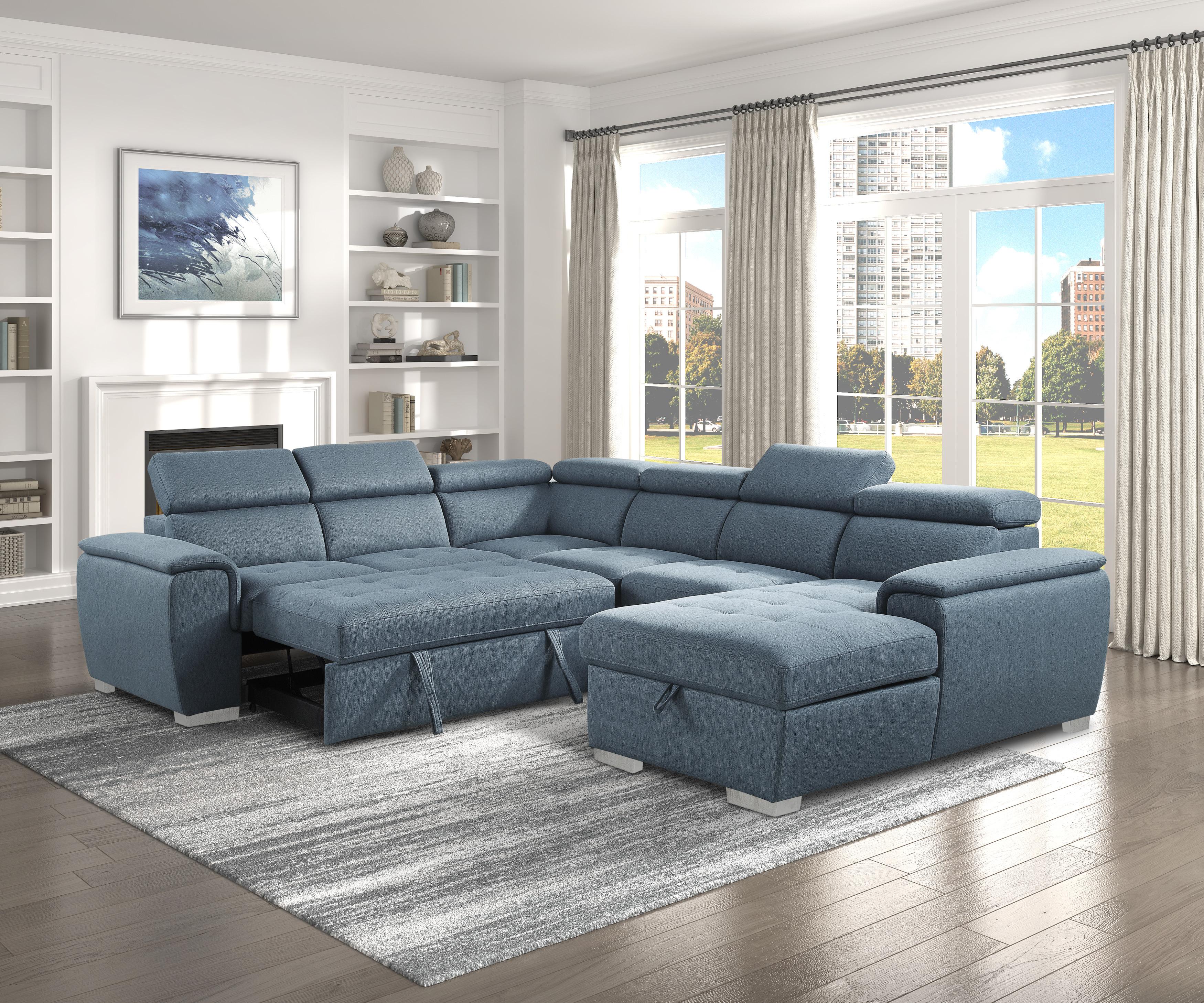 

                    
Buy Contemporary Blue Chenille 4-Piece Sectional Homelegance 9355BU*42LRC Berel
