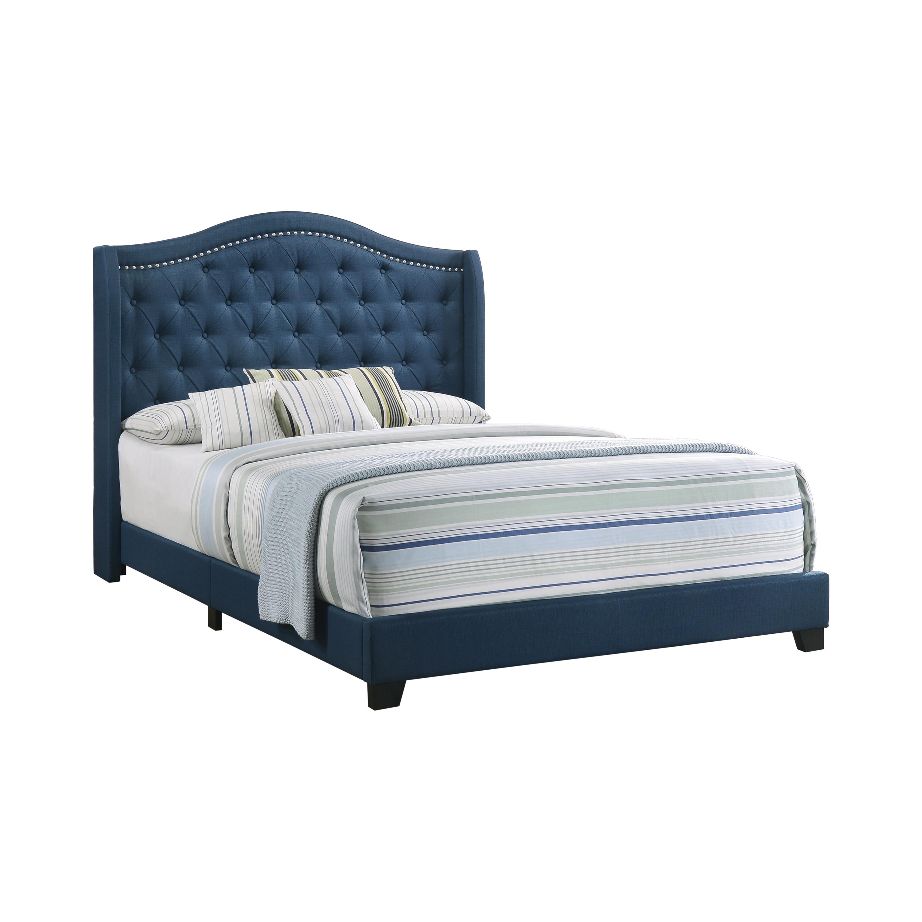 

    
Contemporary Blue Fabric Queen Bed Coaster 310071Q Sonoma
