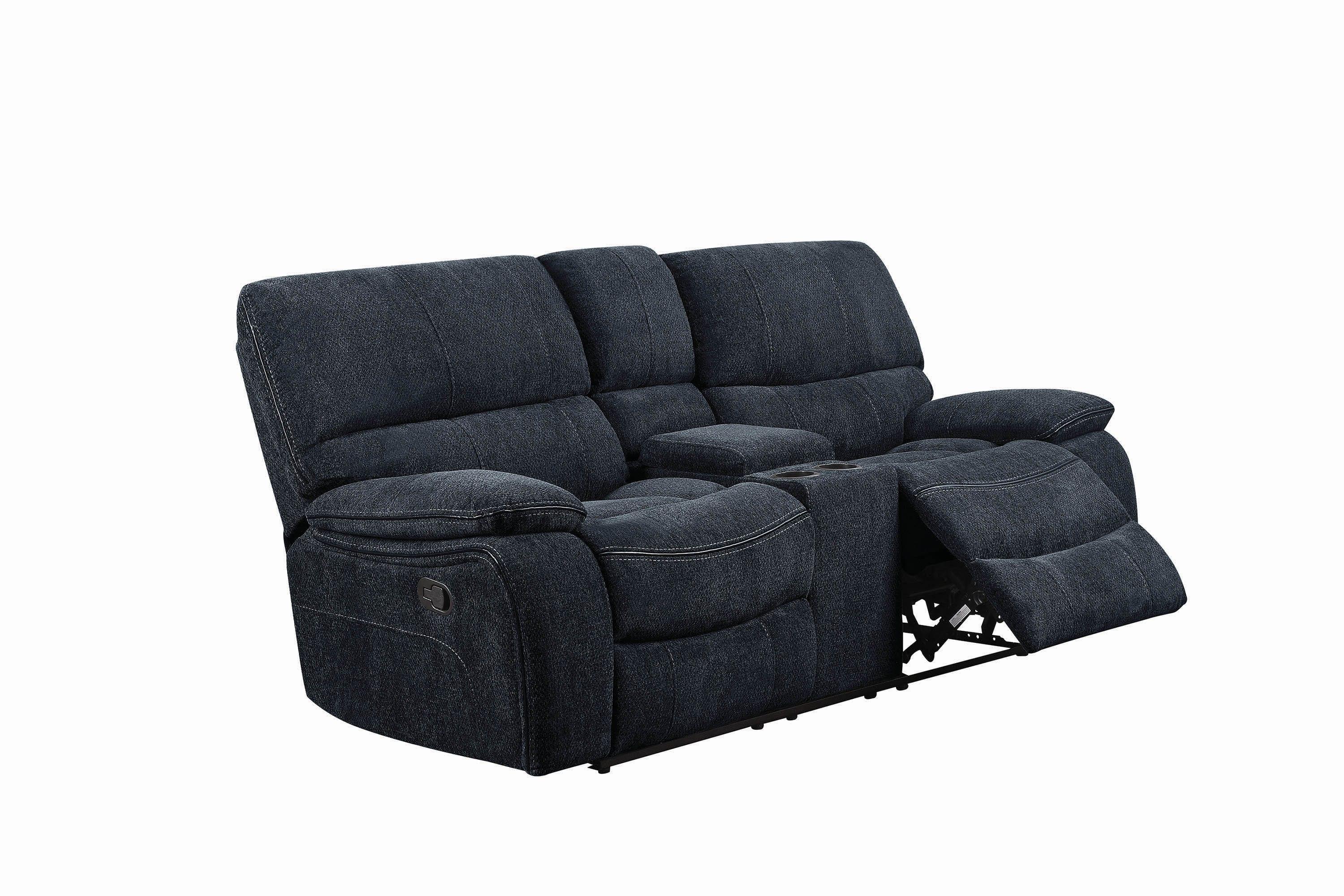 

        
021032421724Contemporary Blue Fabric Upholstery Motion loveseat Perry by Coaster
