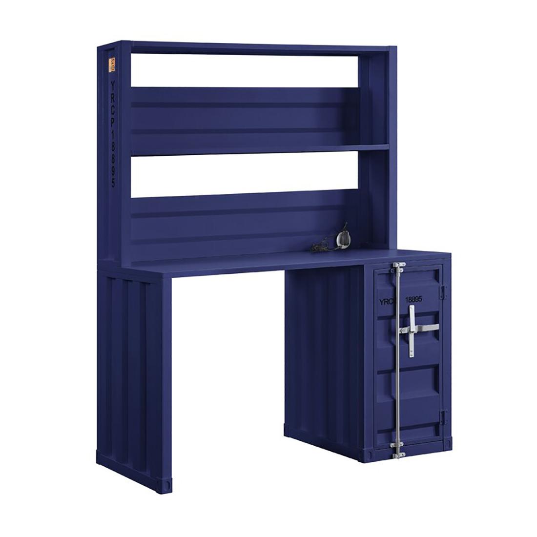 

    
Contemporary Blue Metal Cargo Desk & Hutch + Chair by Acme Cargo 37907-2pcs
