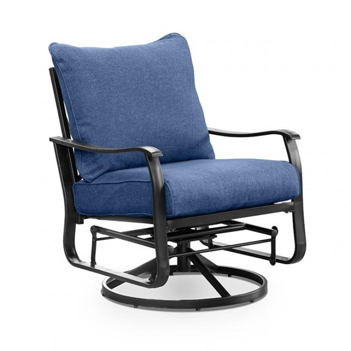 

    
Contemporary Blue Metal Outdoor Swivel Glider Arm Chair Set 2PCS Furniture of America Segovia GM-2039-2PK
