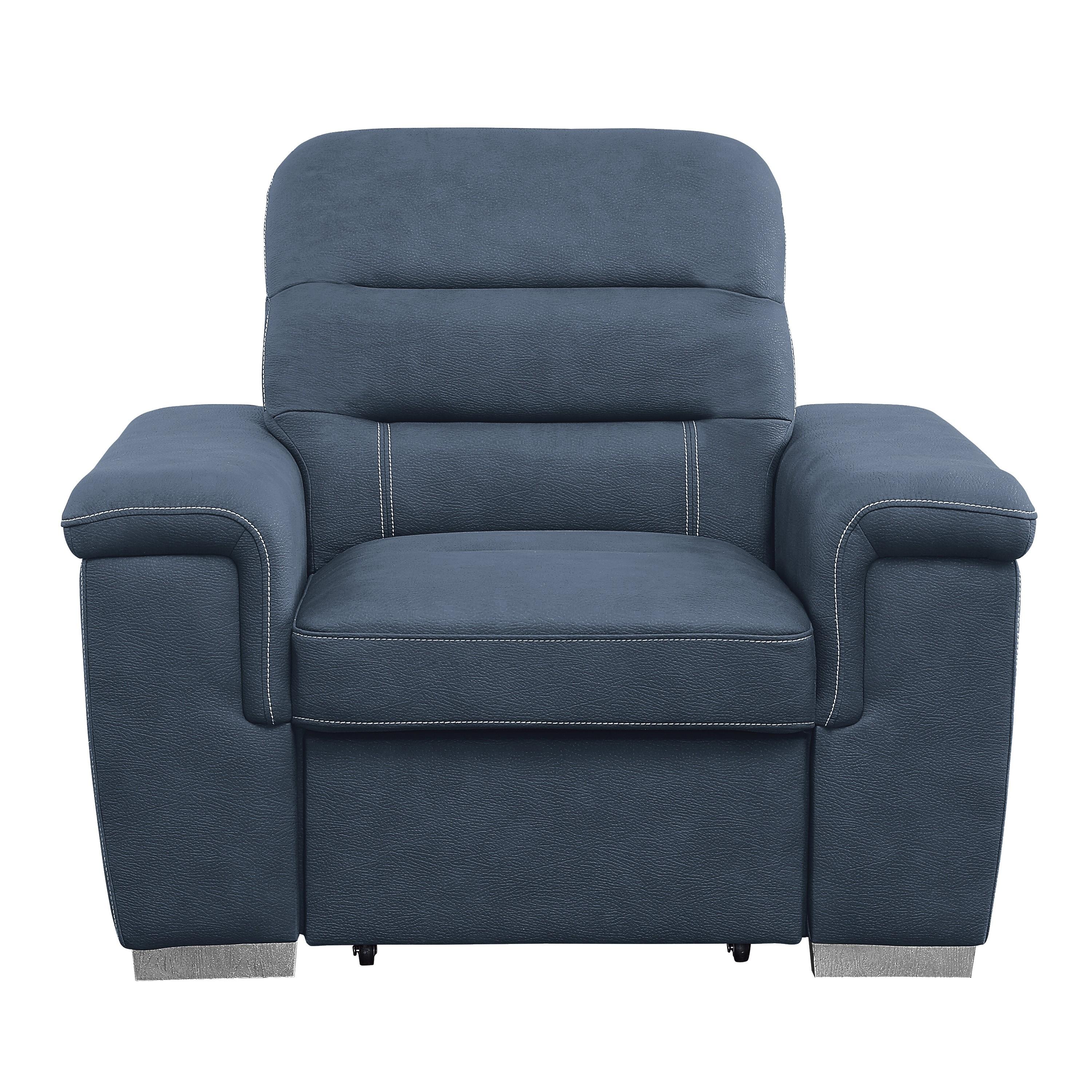 Contemporary Arm Chair 9808BUE-1 Alfio 9808BUE-1 in Blue Microfiber