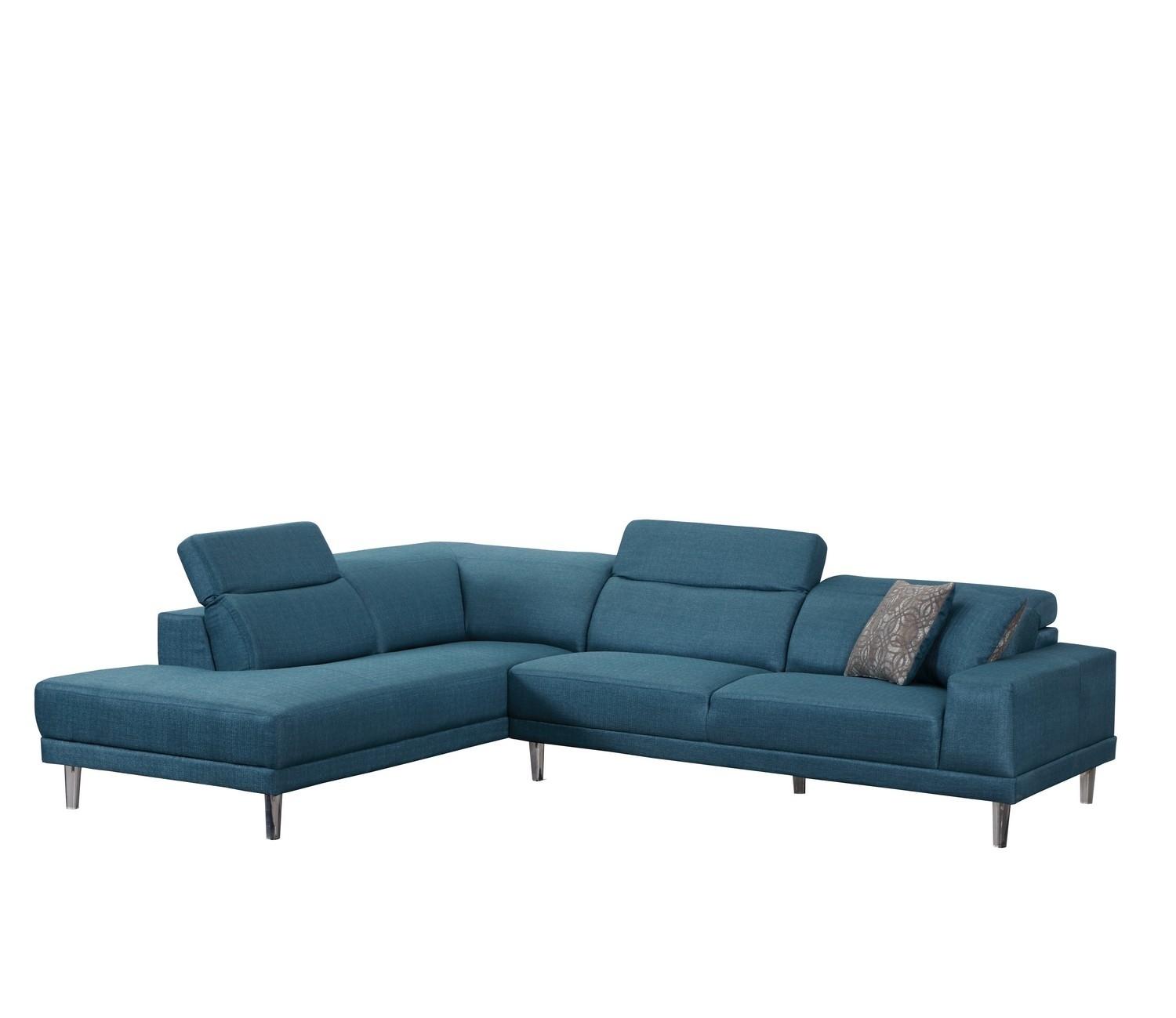Contemporary Sectional Sofa 632 632-BLUE-LAF in Blue Fabric
