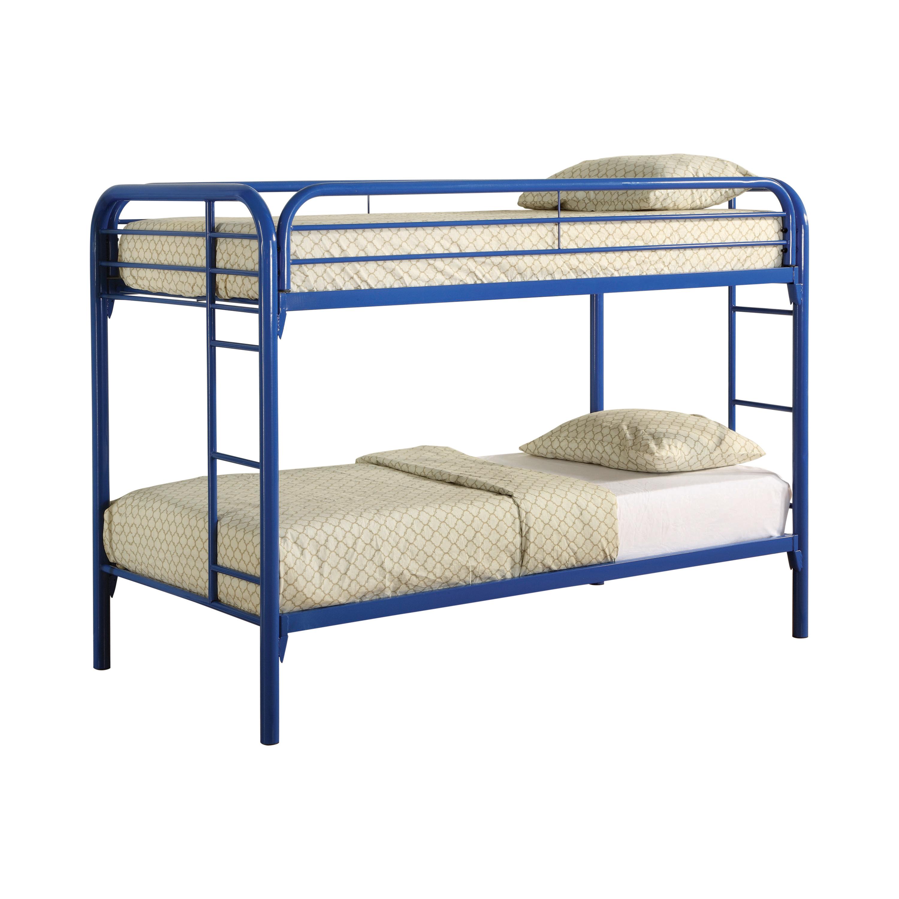 

    
Contemporary Blue Steel Twin/Twin Bunk Bed Coaster 2256B Morgan
