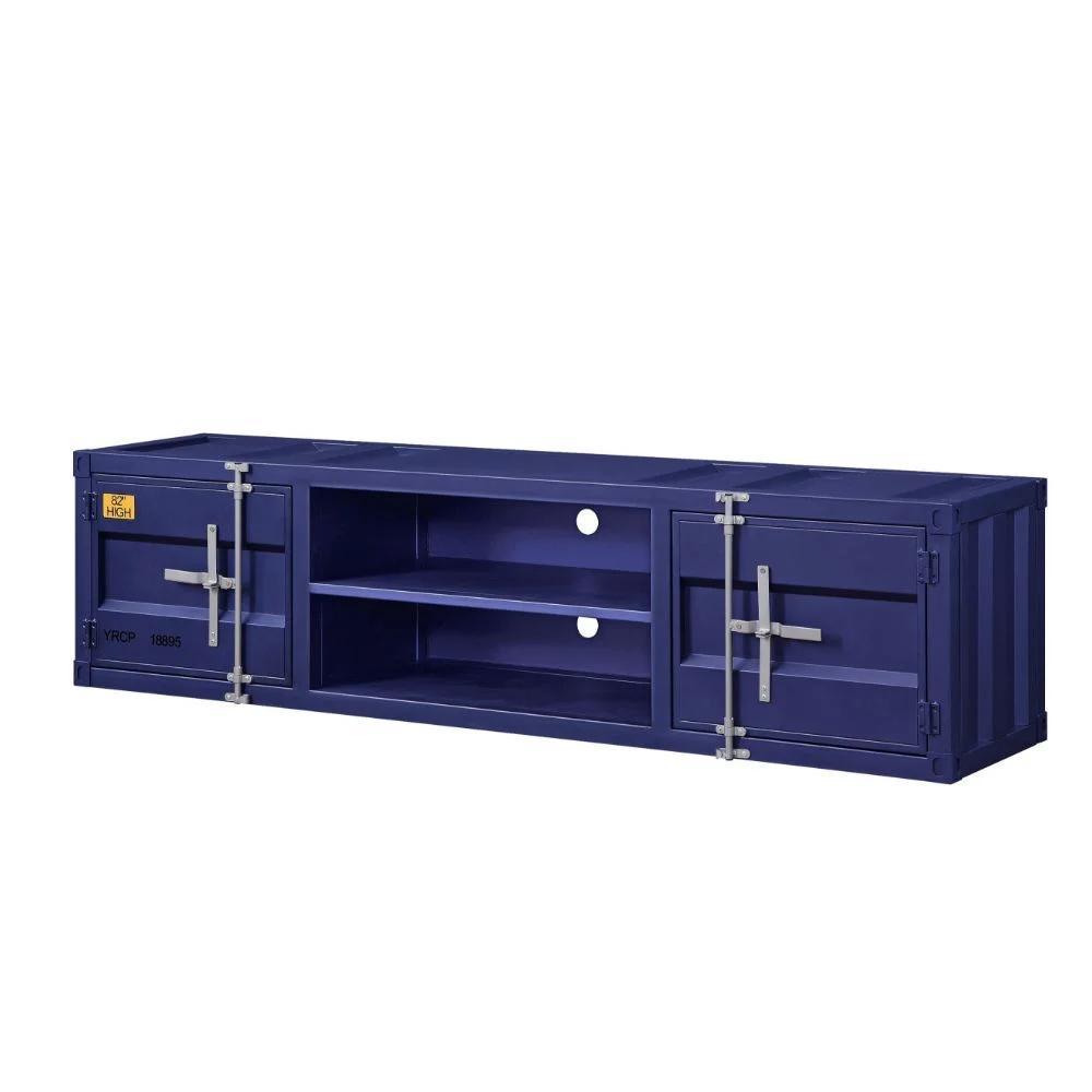 

    
Contemporary Blue TV Stand + 2 Side Pier by Acme Cargo 91890-3pcs
