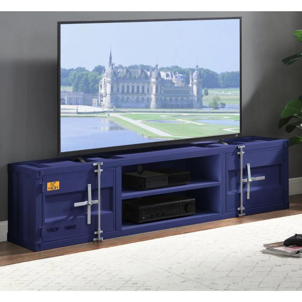 Contemporary TV Stand Cargo 91890 in Blue 