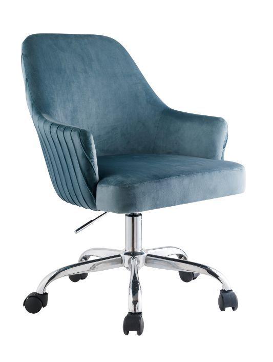 Contemporary,  Vintage Office Chair Muata 93071 in Twilight, Chrome, Blue Velvet