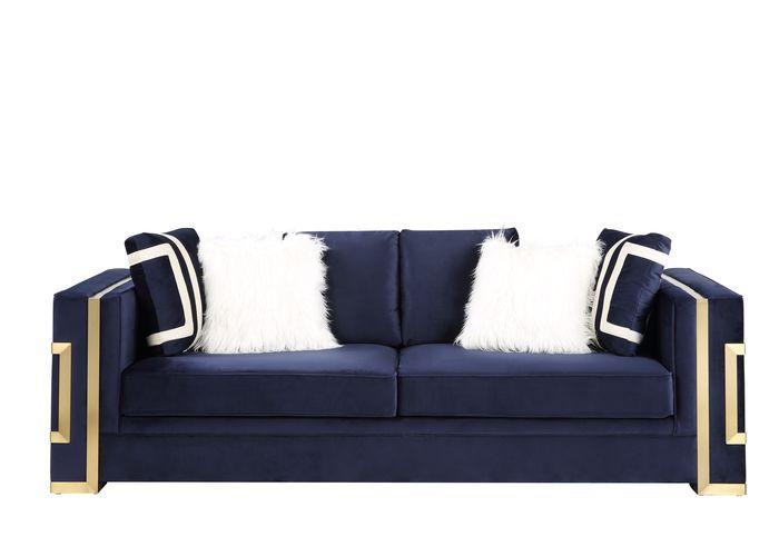 

    
Contemporary Blue Velvet Sofa by Acme Virrux LV00293
