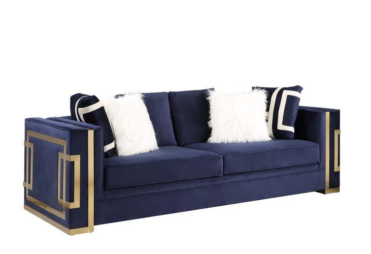 

    
Contemporary Blue Velvet Sofa by Acme Virrux LV00293

