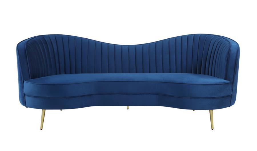 

    
Contemporary Blue Velvet Sofa Coaster 506861 Sophia
