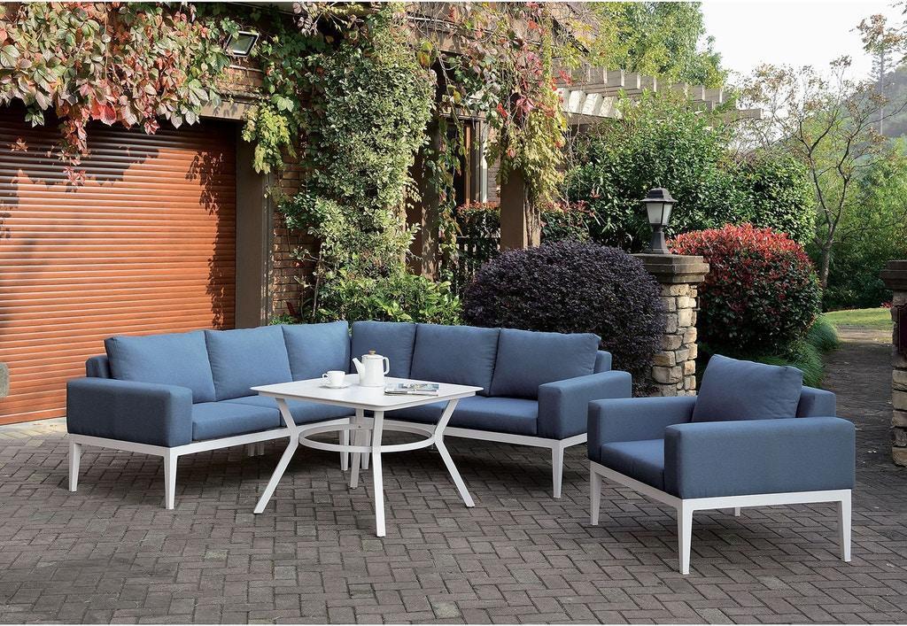 

                    
Furniture of America CM-OS2139-2PC Sharon Sectional Sofa and Chairs White/Blue Fabric Purchase 
