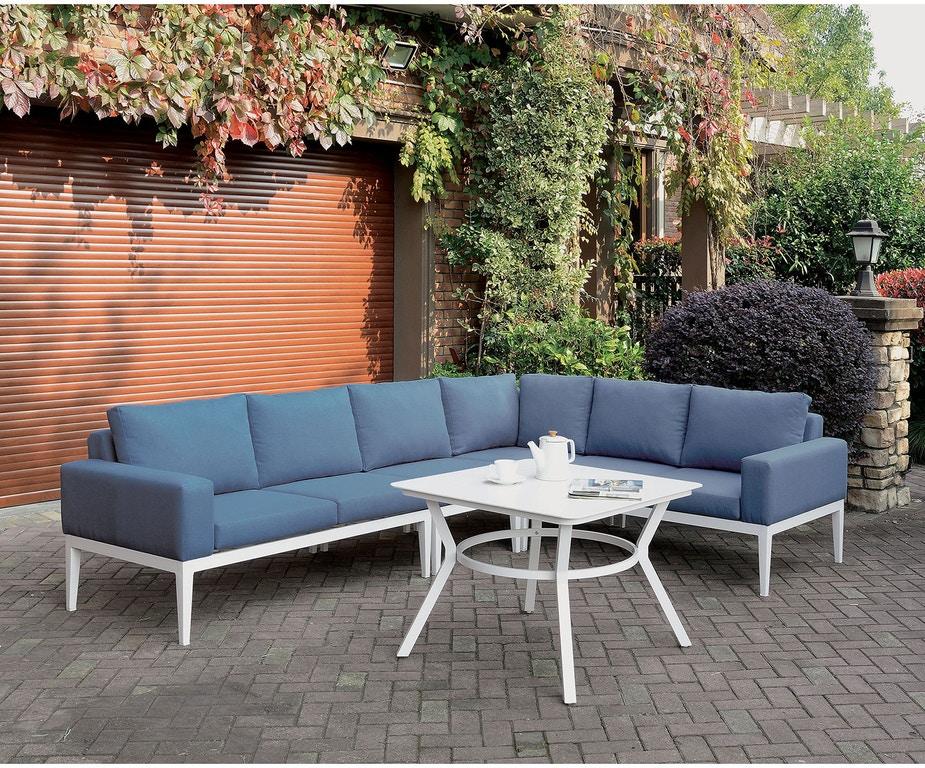 

    
Contemporary Blue & White Sectional Sofa & Patio Table Furniture of America Sharon
