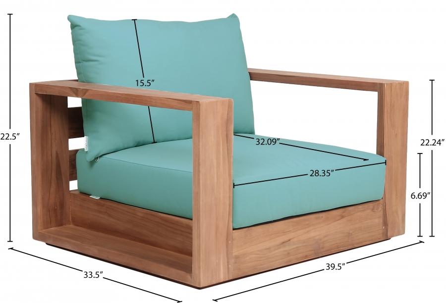 

    
 Order  Contemporary Blue Wood Fabric Patio Chair Meridian Furniture Tulum 353SeaBlue-C
