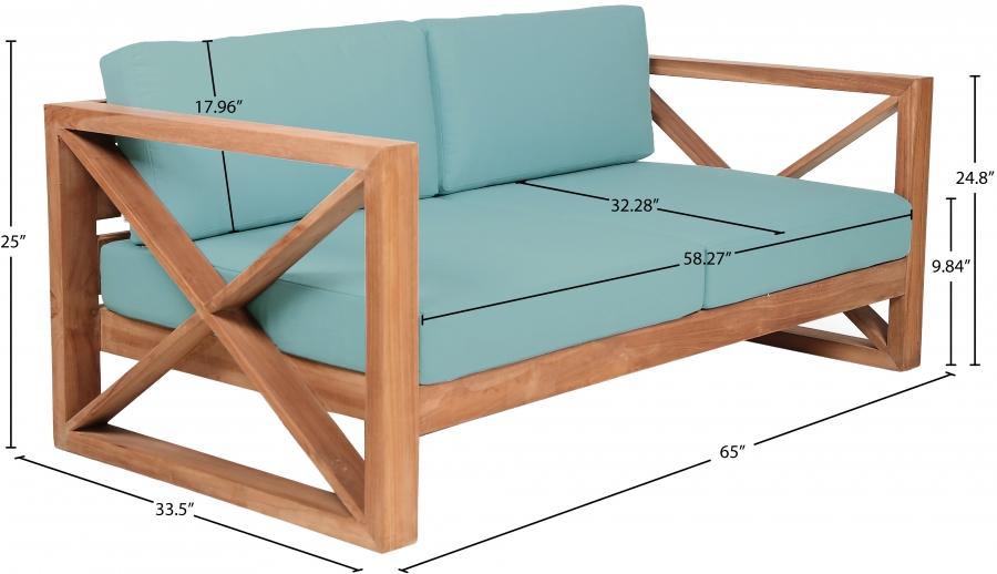 

                    
Buy Contemporary Blue Wood Fabric Patio Loveseat Meridian Furniture Anguilla 352SeaBlue-L
