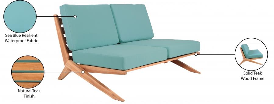 

    
 Order  Contemporary Blue Wood Fabric Patio Loveseat Meridian Furniture Tahiti 351SeaBlue-L
