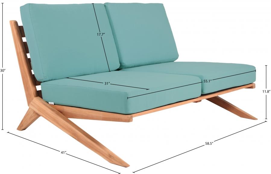 

                    
Buy Contemporary Blue Wood Fabric Patio Loveseat Meridian Furniture Tahiti 351SeaBlue-L
