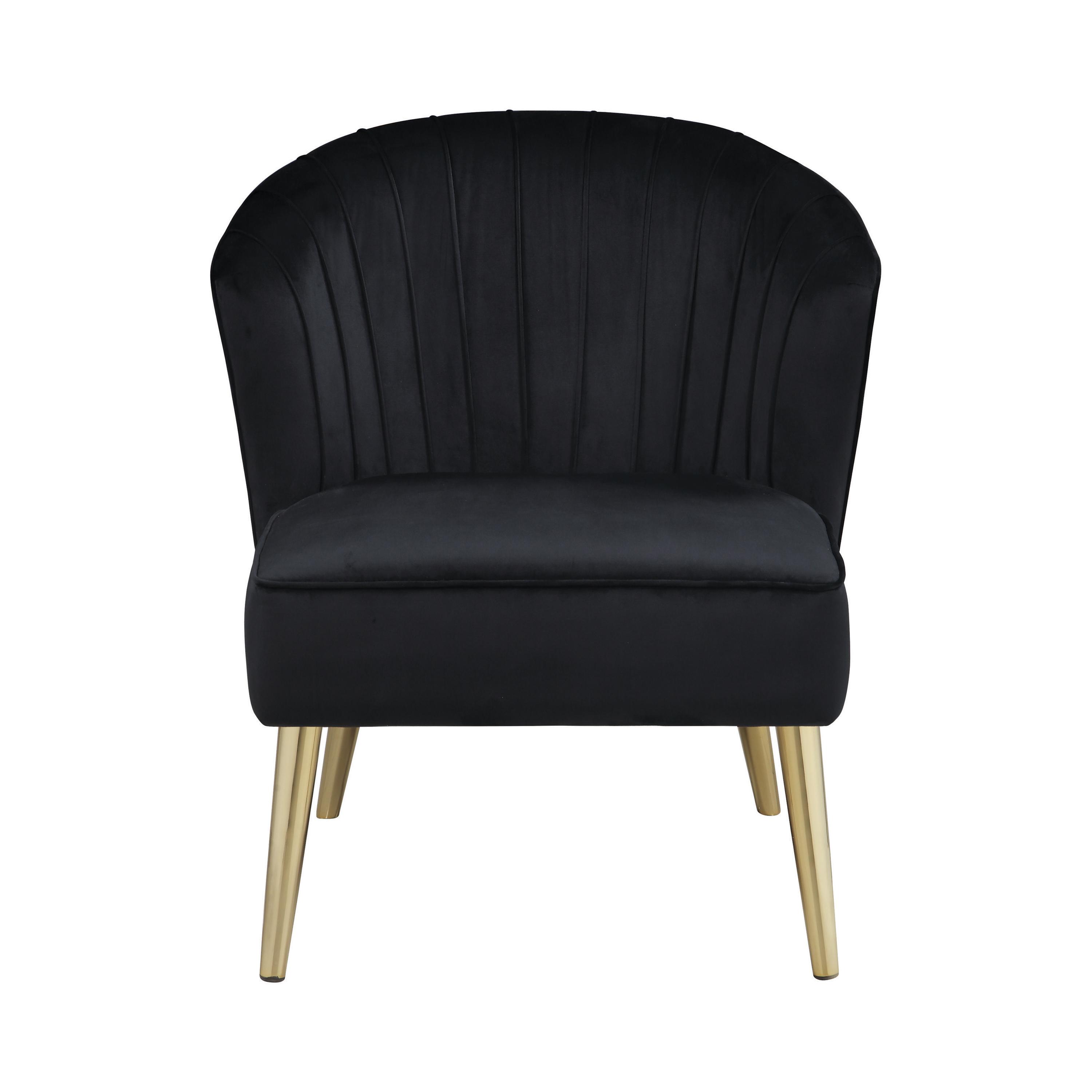 

    
Contemporary Brass & Black Velvet Accent Chair Coaster 903030
