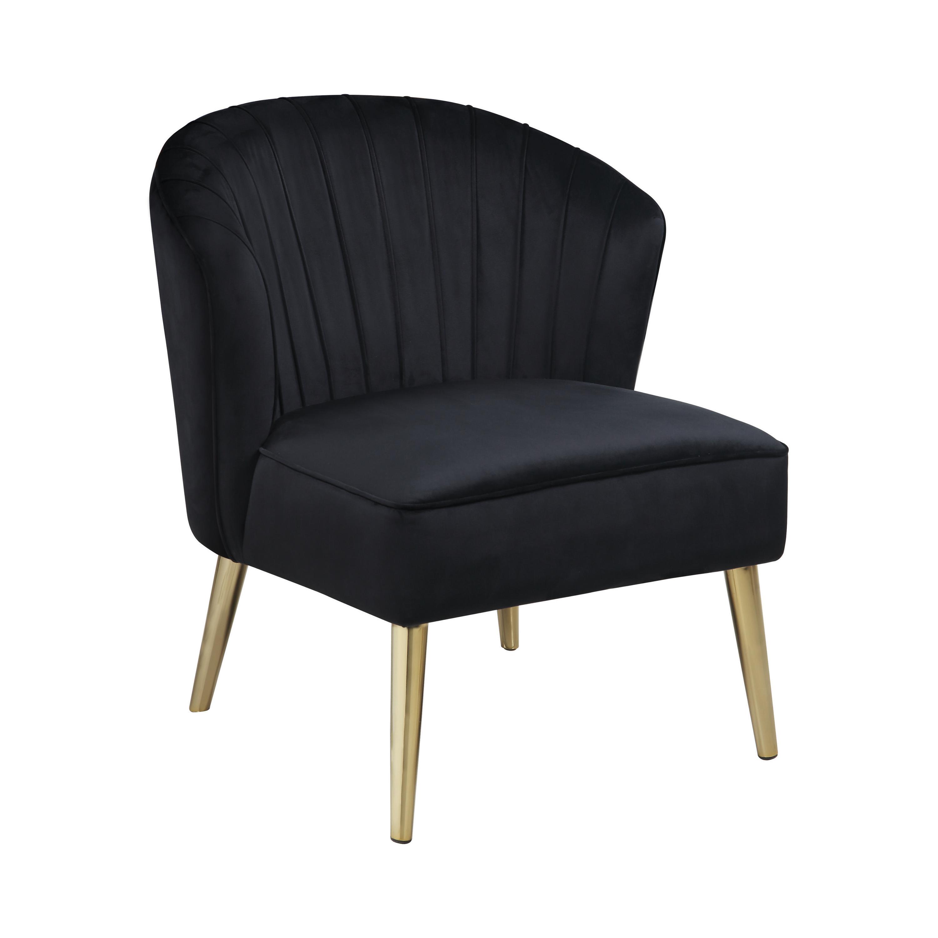 

    
Contemporary Brass & Black Velvet Accent Chair Coaster 903030
