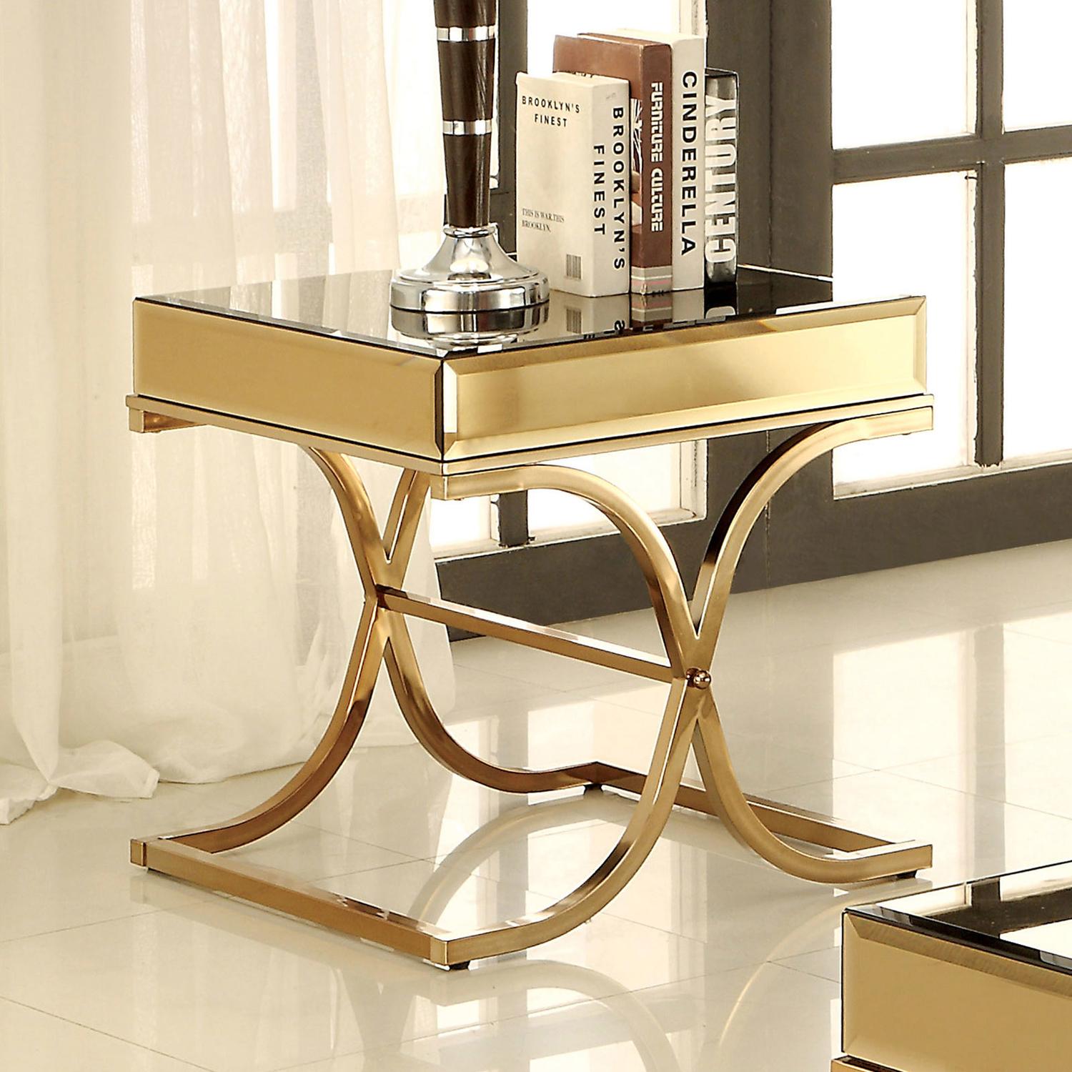 

    
Contemporary Brass Metal End Table Furniture of America CM4230E Sundance
