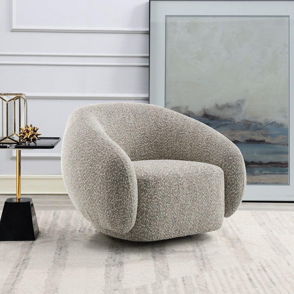 

    
Contemporary Brown Boucle Swivel Chair Acme Isabel LV02568-C
