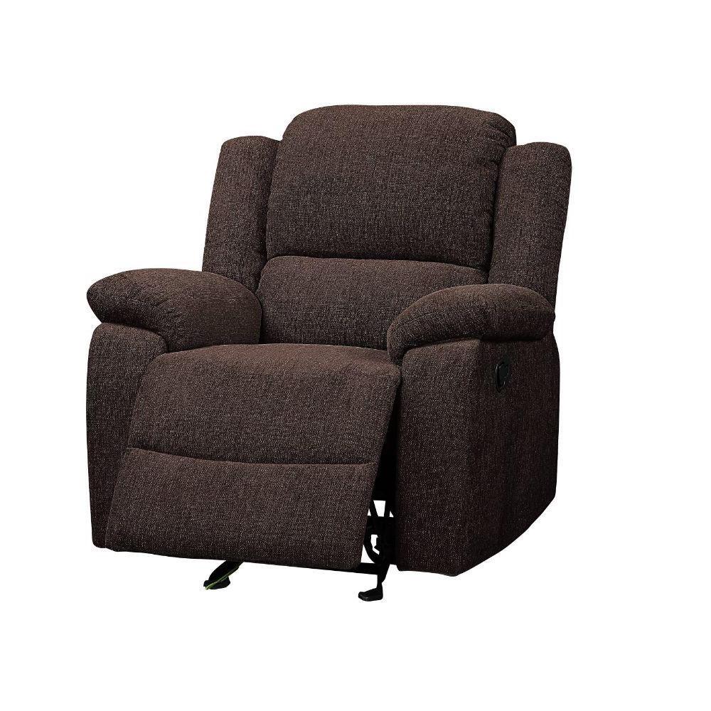 Contemporary Glider Reclining Chair Madden 55447 in Brown Chenille