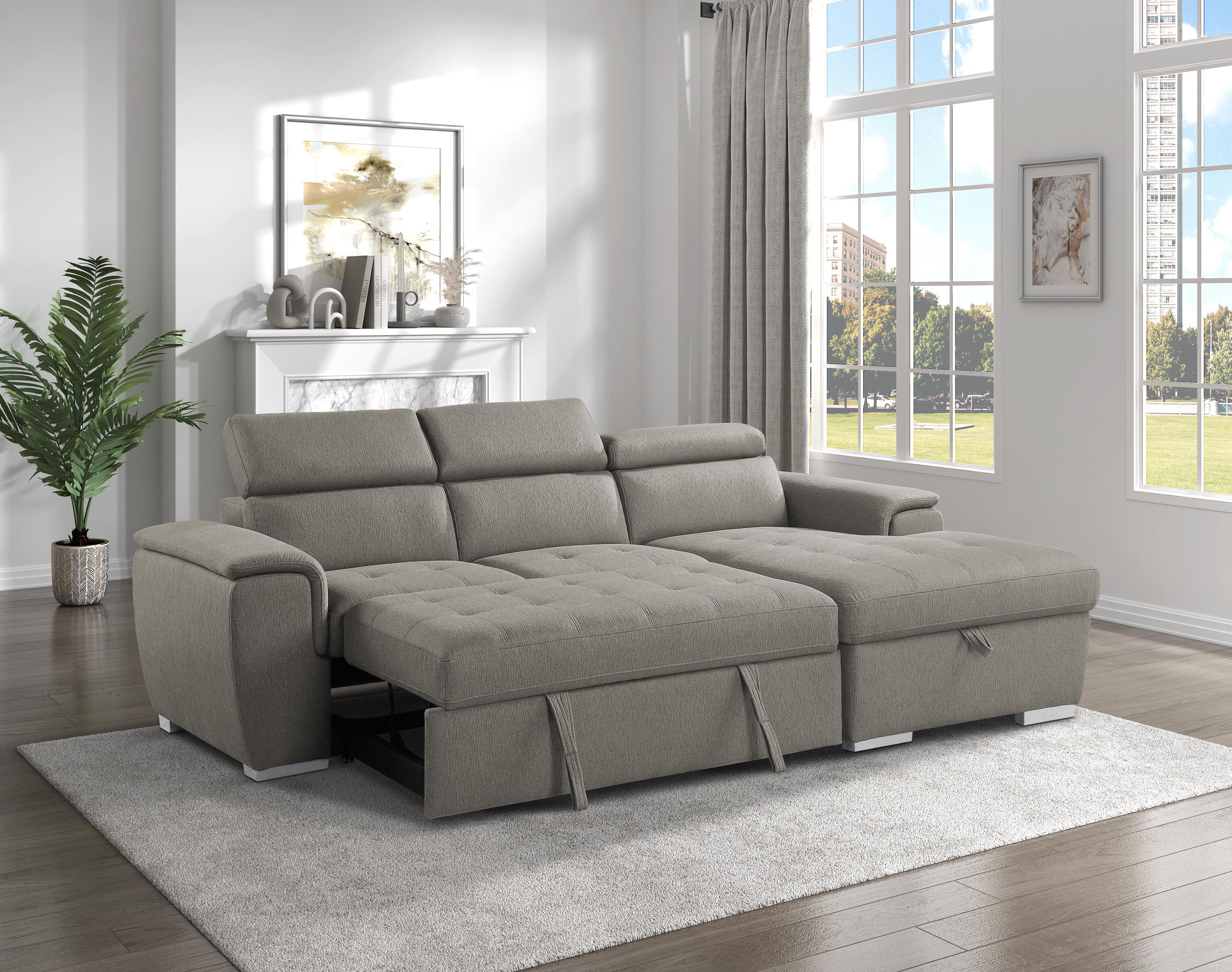 

    
 Order  Contemporary Brown Chenille 2-Piece Sectional Homelegance 9355BR*22LRC Berel
