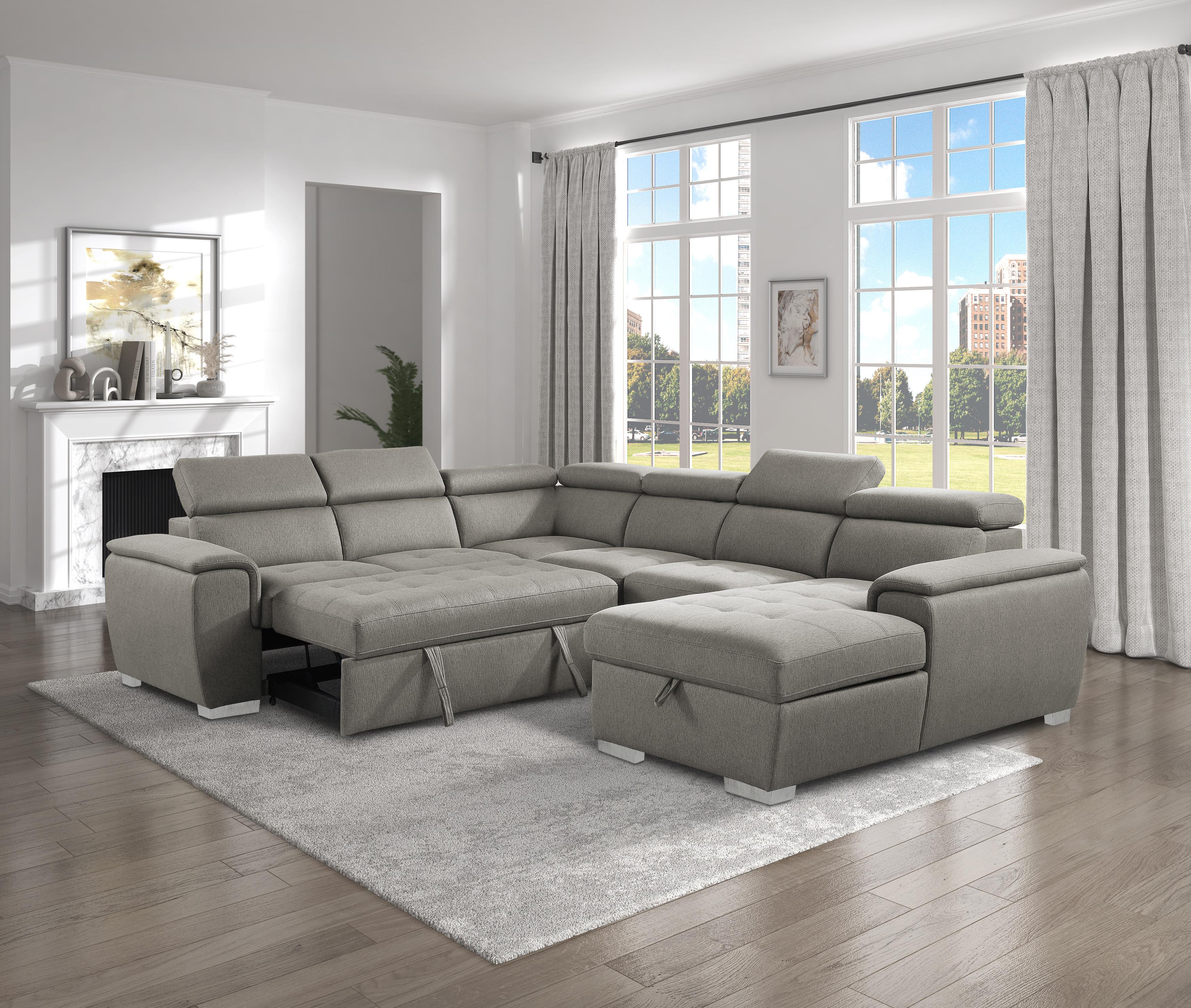 

                    
Buy Contemporary Brown Chenille 4-Piece Sectional Homelegance 9355BR*42LRC Berel
