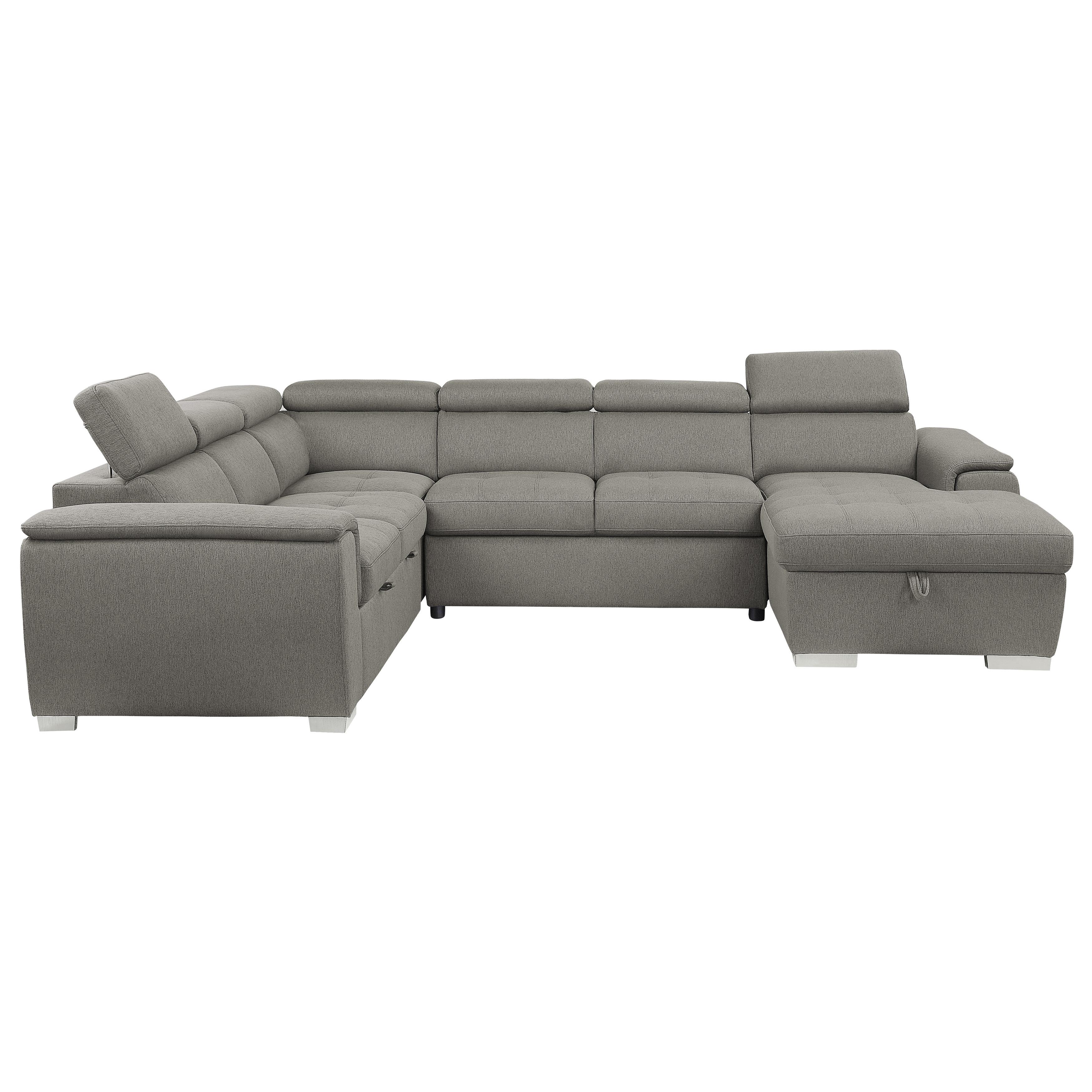 Contemporary Sectional 9355BR*42LRC Berel 9355BR*42LRC in Brown Chenille
