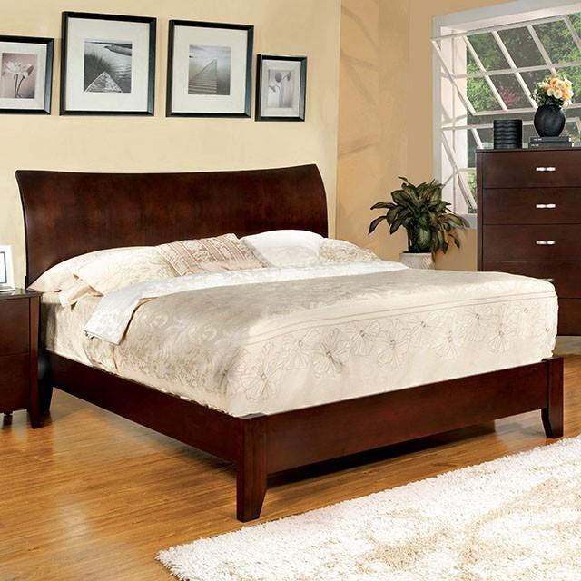 Contemporary Panel Bed Midland California King Panel Bed CM7600-CK CM7600-CK in Cherry, Brown 