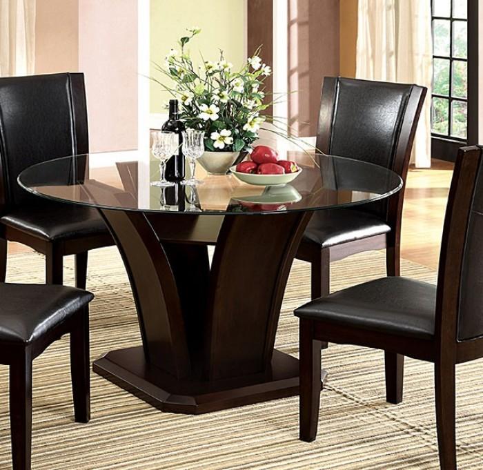 

    
Contemporary Brown Cherry Tempered Glass Dining Table Furniture of America CM3710RT Manhattan
